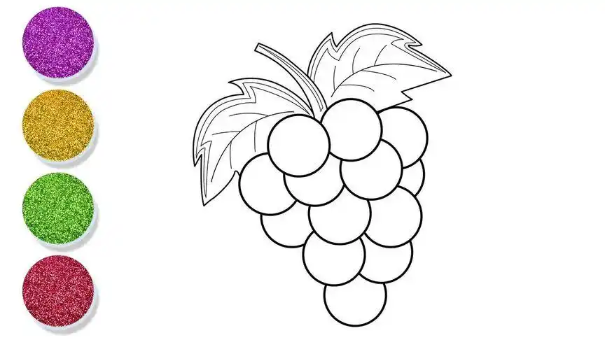 亲子涂色简笔画:一串葡萄画画