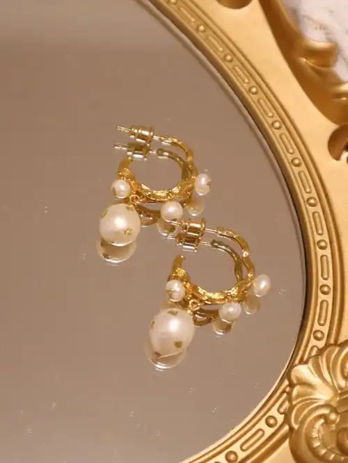 每天一副新耳环复古巴洛克珍珠耳环