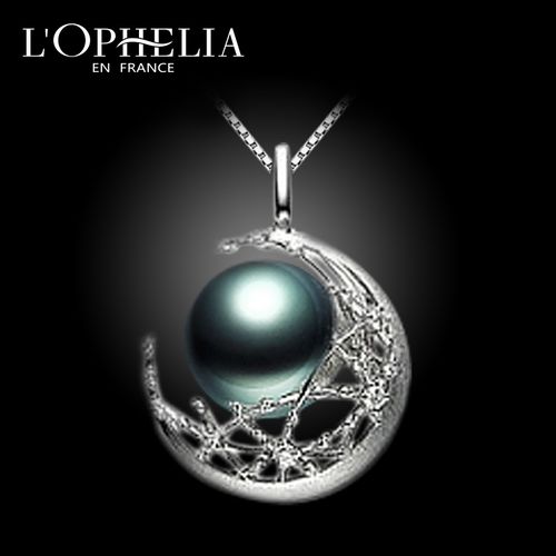 lophelia海水大溪地黑珍珠吊坠项链18k金钻送老婆送女友爱的礼物