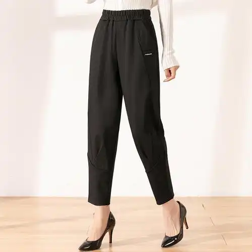 妈妈春秋装洋气萝卜裤中年女时尚薄款九分裤中老年显瘦休闲长裤子