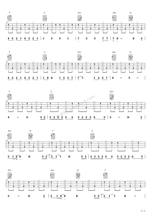 >> 流行 >> bruno mars >>count on me(尤克里里弹唱谱)