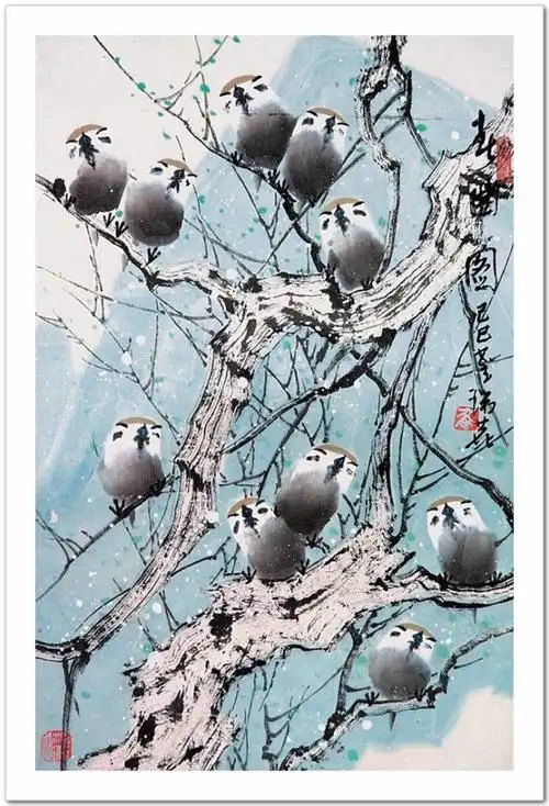 浑朴旷达中国画家崔瑞鹿写意花鸟画作品赏析