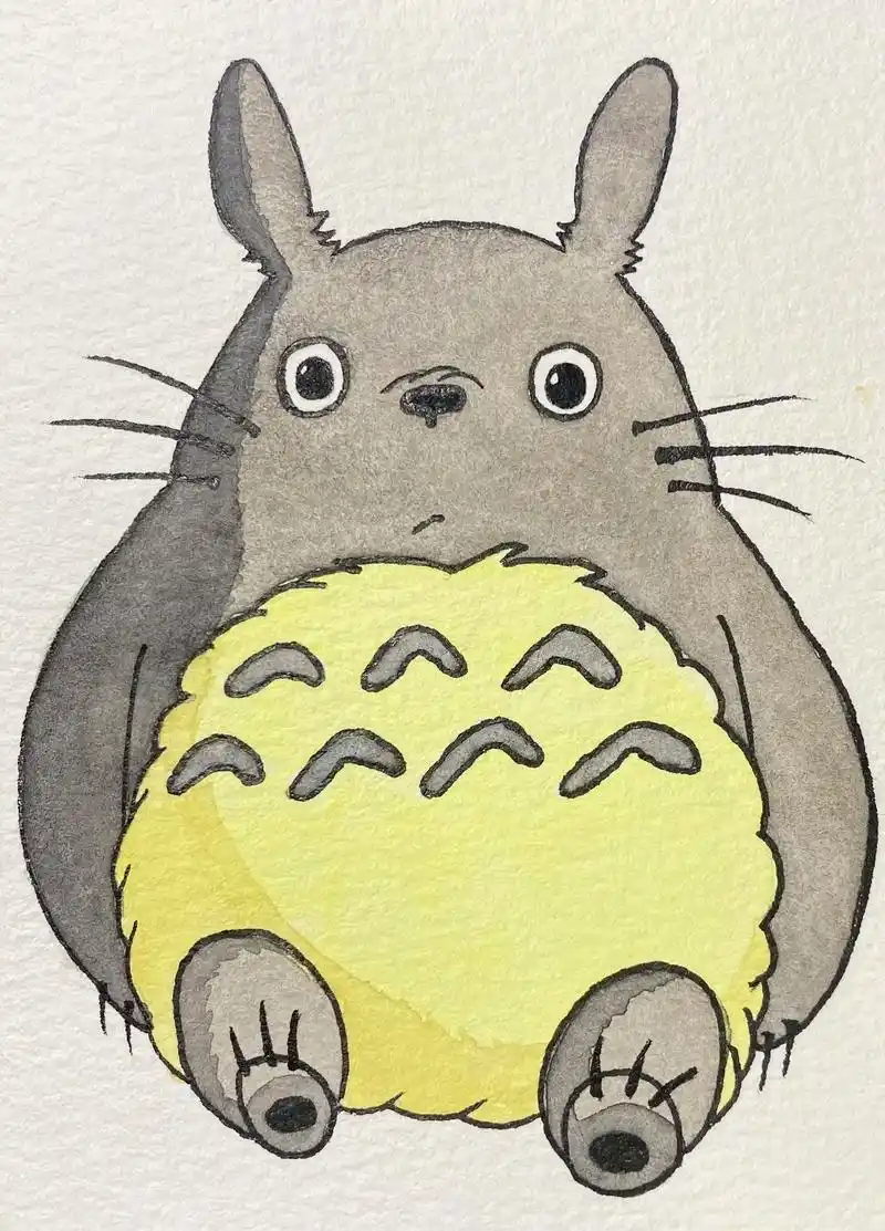 宫崎骏的夏天.#龙猫 #简笔画 #手绘 #画画教程 #水彩 - 抖音