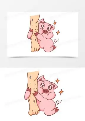 卡通可爱猪猪抱大腿表情包素材