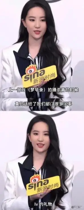 早些年,刘亦菲在完成拍摄后,总是会给整个剧组的人送上精美的包包