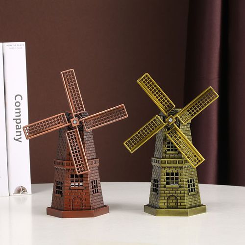 金属荷兰风车摆件书柜酒柜装饰品创意客厅欧式桌面风车小摆饰礼品