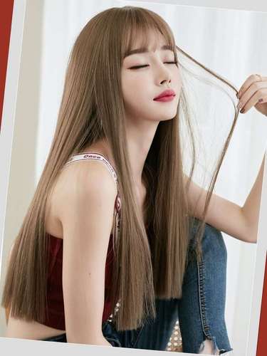 金发假发女长发圆脸大全头套中长款卷发光头专用日常出门直发刘海