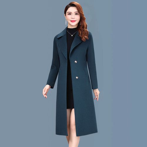 双面羊绒大衣女中长款妈妈装红色