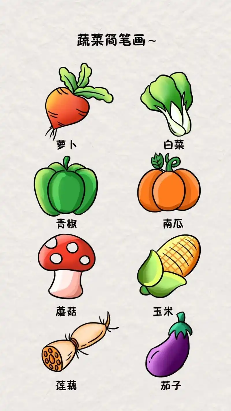 蔬菜简笔画.#跟着抖音学画画 #简笔画 #一学就会系列 #蔬 - 抖音