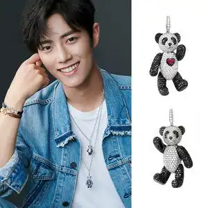 肖战同款麒麟小熊猫项链陈飞宇代言bobo波吊坠男女长款毛衣配饰品