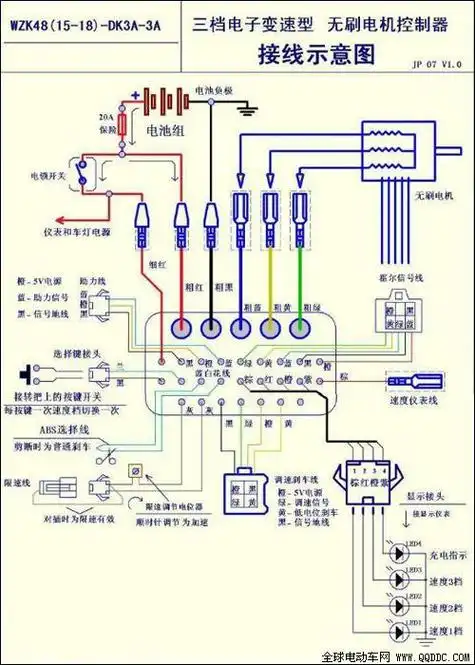 电瓶车电机线如何连接的(电动车电机线怎么接线图解法)