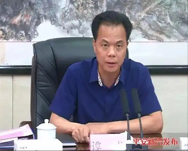 会上, 新兴县副县长,县公安局局长谭成传达了县委书记唐谊和县委副