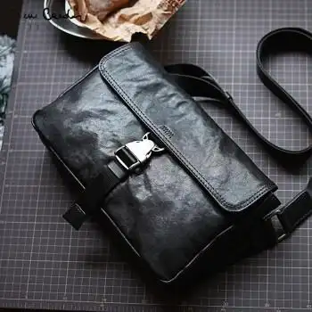 皮尔卡丹奢侈品日系真皮男士简约单肩斜挎包潮牌植鞣皮胸包夏季挎包男