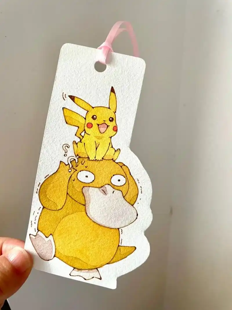 自制书签92钢笔淡彩可达鸭～超可爱治愈书签 呆萌的可达鸭也是你