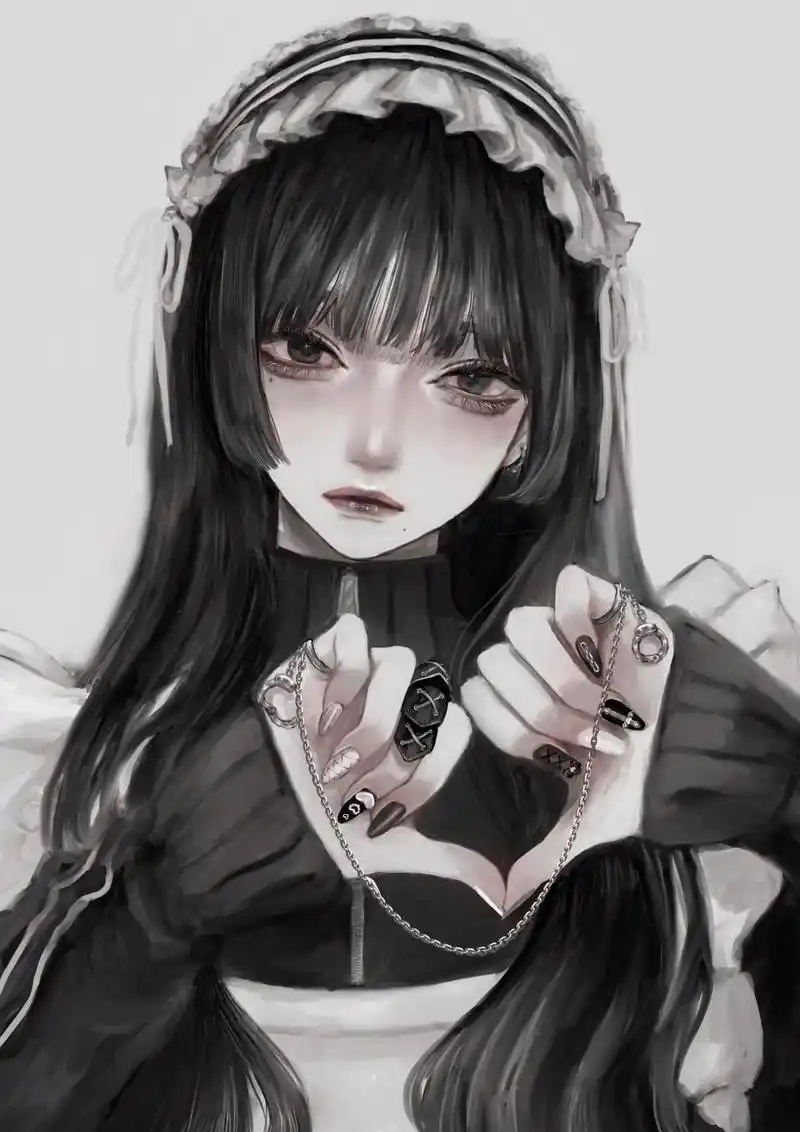 画师「砂糖薬」作品欣赏:暗黑系女生头像,高冷病娇少女人物插画