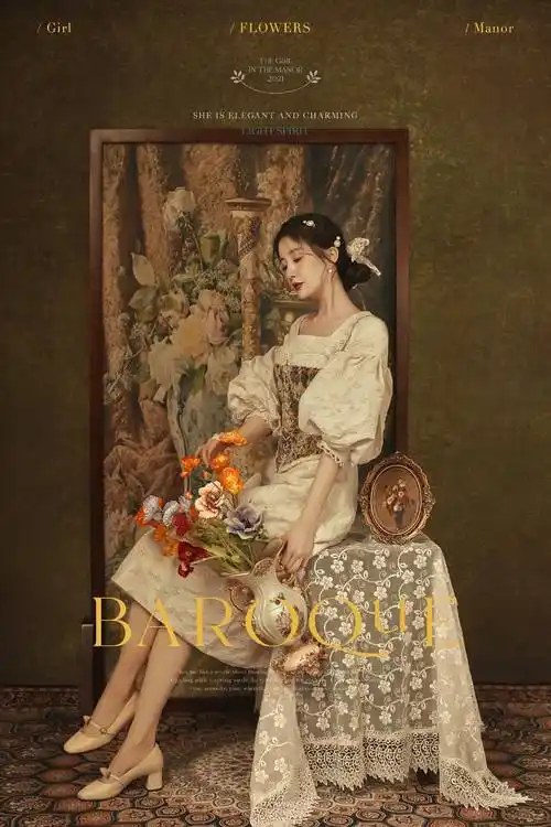 陈欣予元宵节晒法式复古写真是油画中走出的浪漫公主