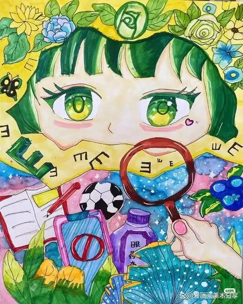 全国爱眼日~"爱眼 护眼 用眼"主题绘画海报,一起守护