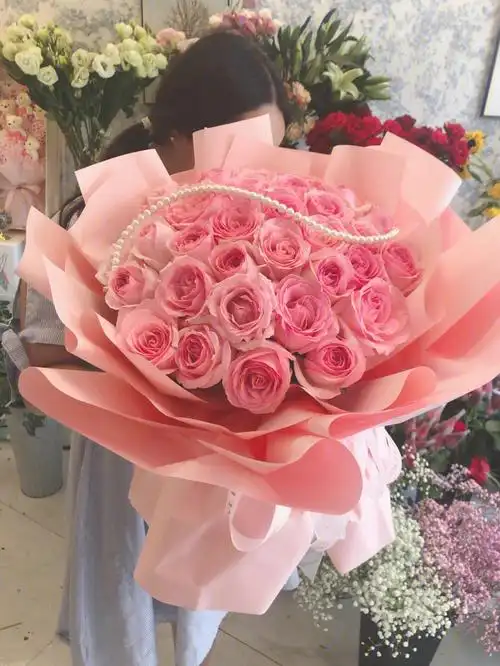 送女朋友老婆礼物 #33朵粉色雪山玫瑰花束