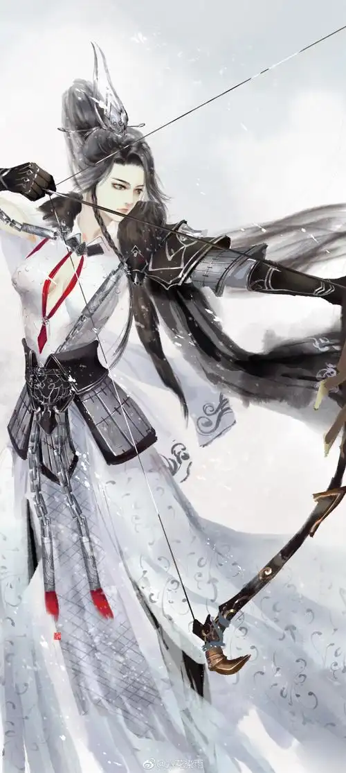 手绘古风持武器女子