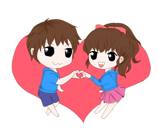 七夕情人节手绘情侣比爱心卡通造型