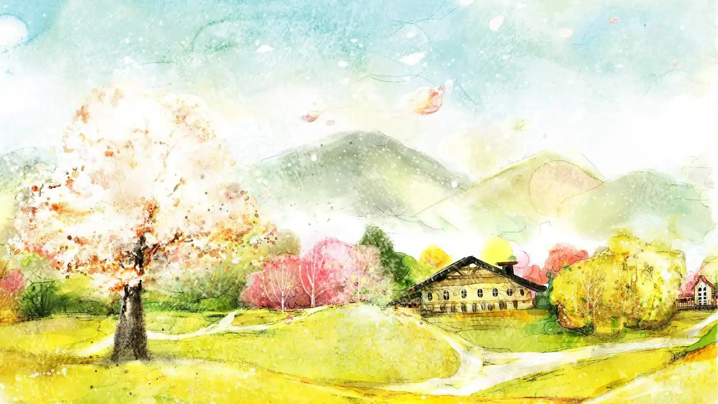 清新可爱手绘水彩插画电脑桌面壁纸高清大图预览1920x1080_风格壁纸