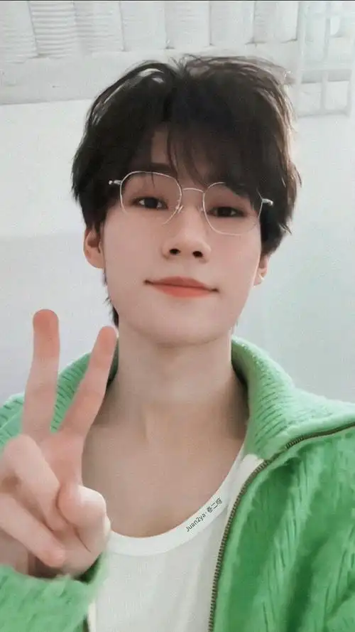 跟大家见面啦,哈咯,晚安93)绿色·金丝眼镜框张真源@时代少年团