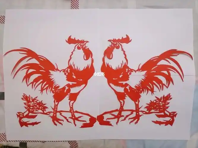 手工剪纸  #大公鸡  #动物剪纸