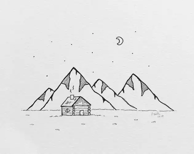 一组手绘黑白风景小画,虽简单但很好看!get起来!