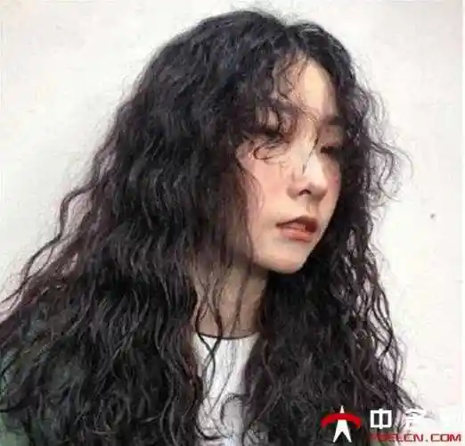 蓬松嬉皮风的女生长发卷发发型复古个性蓬松的夸张