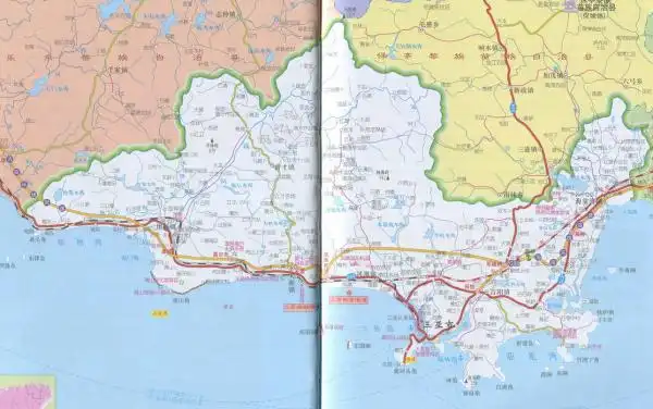 三亚市详细地图全图 南临大海地势自北向南逐渐倾