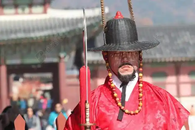 韩国守卫汉城亚洲传统的历史古代宫士兵遗产