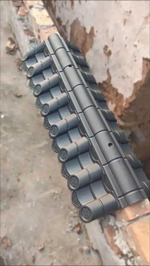 黑灰色单面带脊斜面30公分螺丝防水帽仿古围墙瓦12墙24墙37墙双面堵头