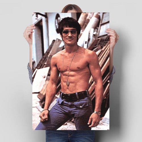 yidaniao大学生宿舍寝室相纸贴画电影明星李小龙肌肉男装饰画卧室床头