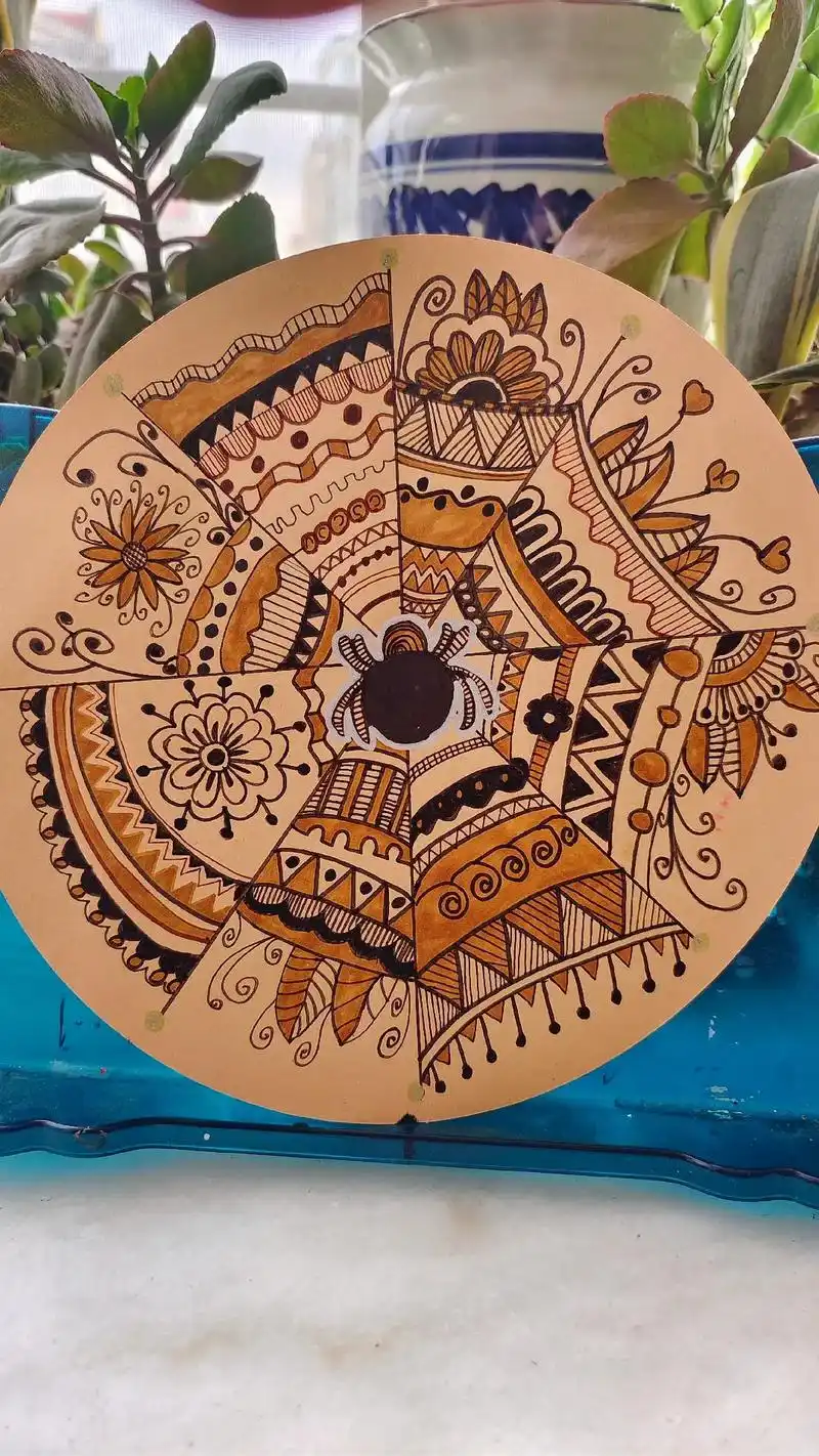 线描创意画.原来蜘蛛网也可以这么好看#有趣的创意 #线描 # - 抖音