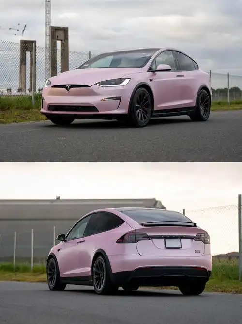 特斯拉 model x 电光金属樱花粉96 丨改色膜_model x社区_易车社区
