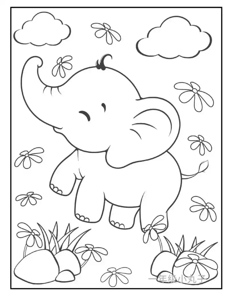 动物涂色卡96画个简笔画96幼儿画画涂色  幼儿园小朋友涂鸦绘画