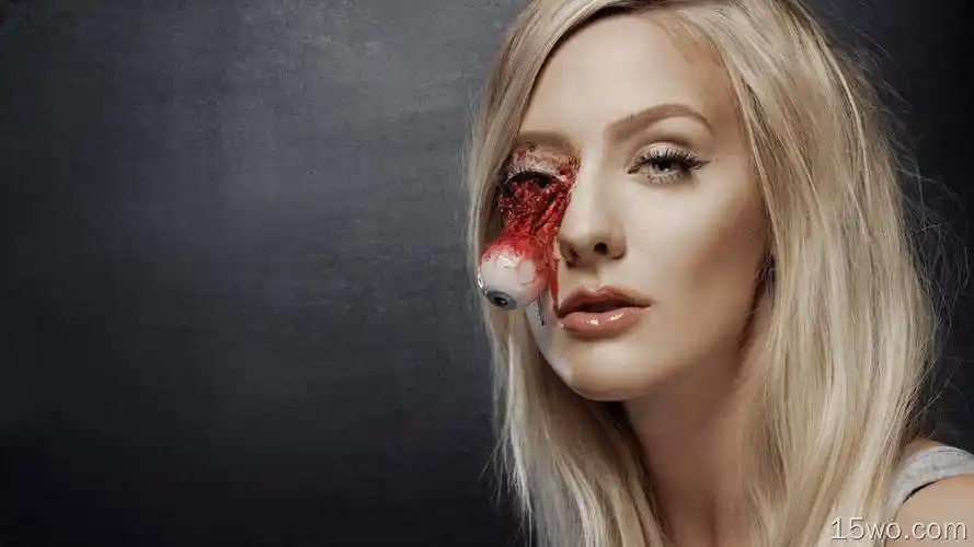 黑暗女性血眼睛恐怖高清壁纸