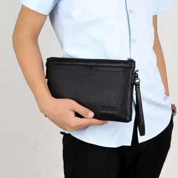 新手拿包男士手包真皮手抓包社会小伙包牛皮男信封包夹包潮 荔枝纹