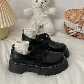 杨幂同款1461厚底鞋英伦风复古小皮鞋女系带马丁靴黑色鞋子jk单鞋