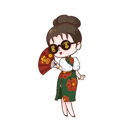 暴富发财有钱富婆旗袍国潮美女人物炫富表情包动图gif