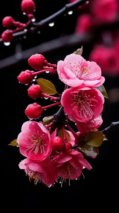 冬日之美红梅坚韧绽放为冰雪世界带来的亮丽