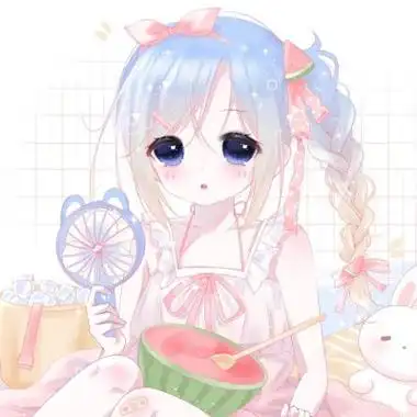 吹风扇吃西瓜动漫女生可爱头像图片