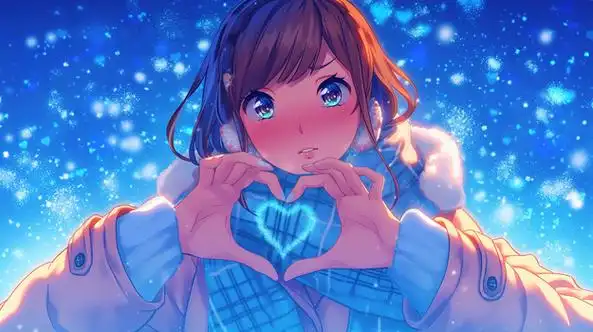 女孩比心手势插画