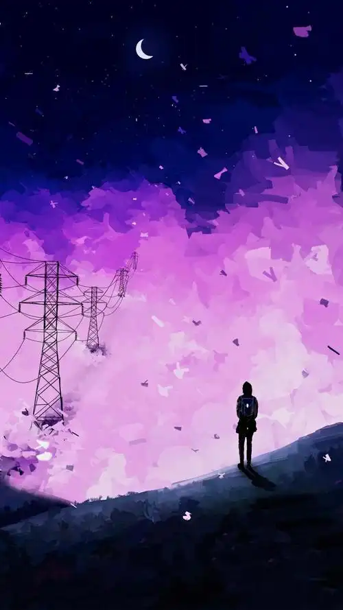 黑暗系孤独伤感动漫背影插画