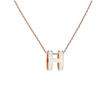 【鉴定后发】hermes爱马仕项链女 椭圆立体吊坠镀玫瑰金爱马仕h项链