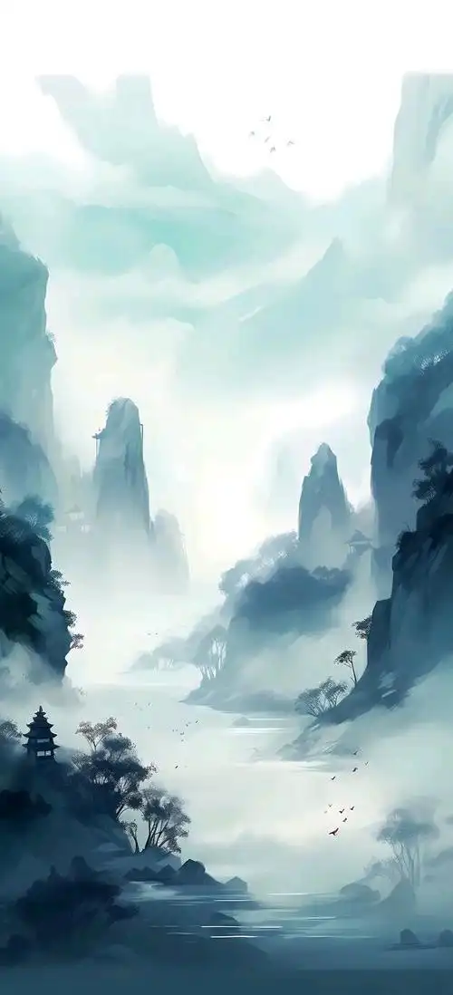 手机壁纸 高清壁纸 国风水墨山水画