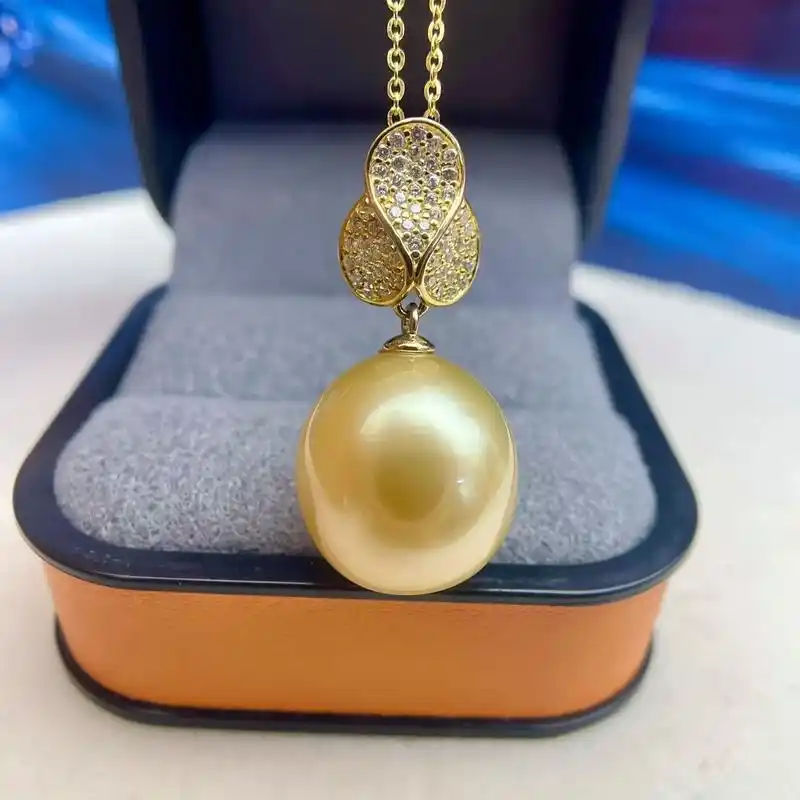 大漏!13mm天然南洋金珠吊坠 - 抖音