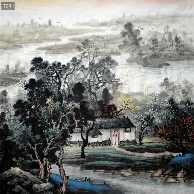 姚老师1四尺斗方山水_山水_国画_装饰作品_园圆堂