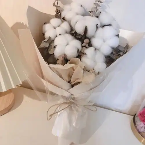 复古森系棉花花束
