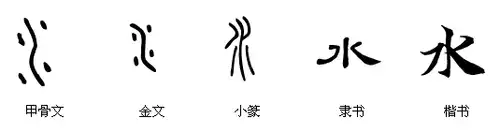 甲骨文字形中,"水"中间像水脉,两旁似流水.